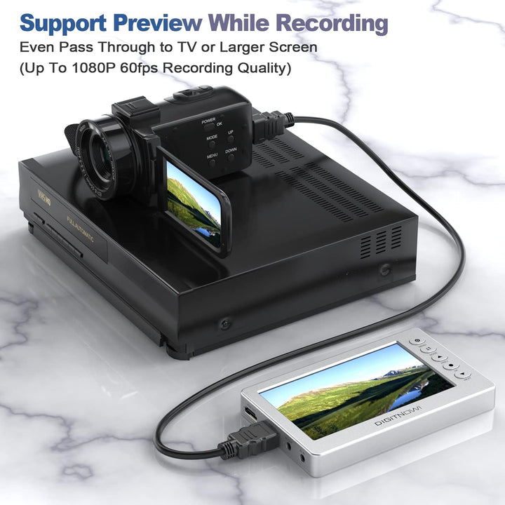 DIGITNOW! Video Capture, Video Converter USB 2.0 1080P 60fps mit 5 Zoll OLED Display, Aufnahme von H