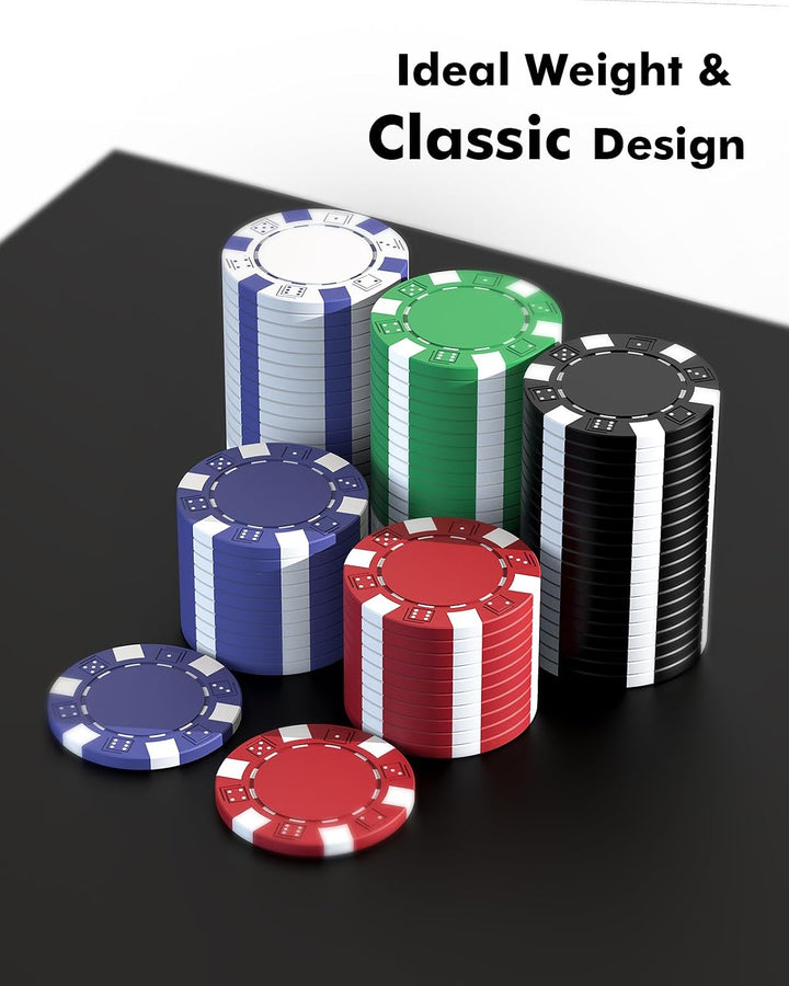 HEITOK Pokerkoffer, Poker Set mit 500 Stück ohne Wert 11,5 Gramm und Aluminium-Tragkoffer für Freize