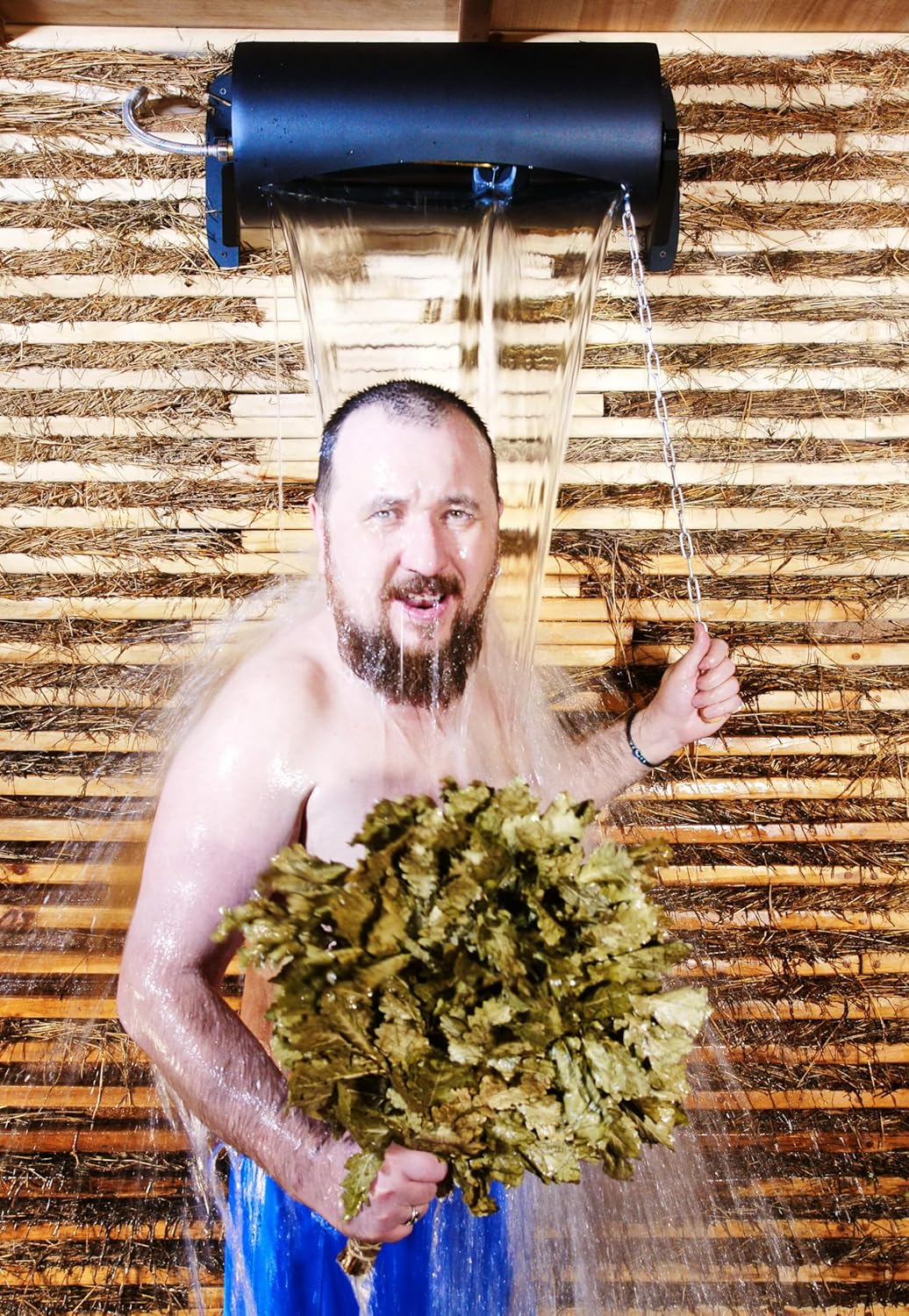 Edelstahl Schwalldusche für die Sauna – 19 Liter, Montierbar, automatische Nachfüllung, Eimerdusche,