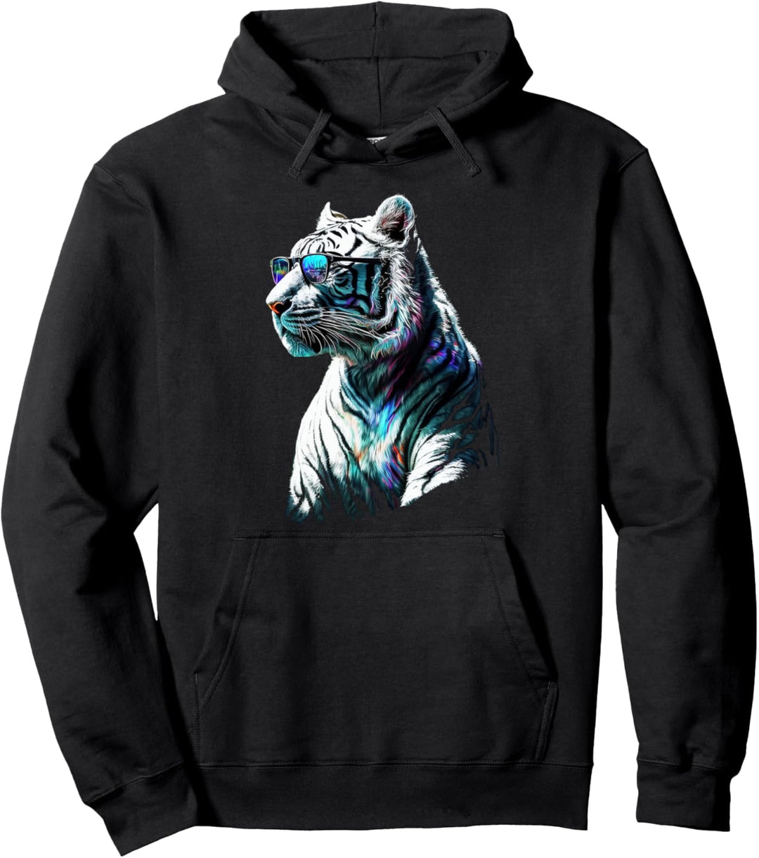 Weisse Tiger Sonnenbrille Bunte Kunst Tier Tiger Pullover Hoodie