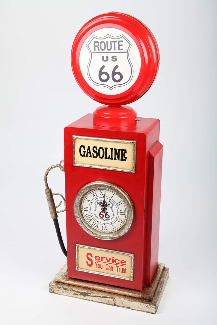 Design-Schrank Zapfsäule mit Uhr + Licht, Retro, rot, 77cm