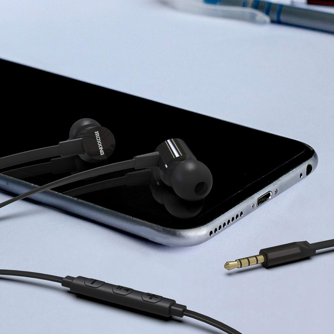 Kabelgebundene Ohrhörer fürkleine Ohren, mit Mikrofon &amp;Lautstärkeregler, flaches Kabel, ideal fürKin