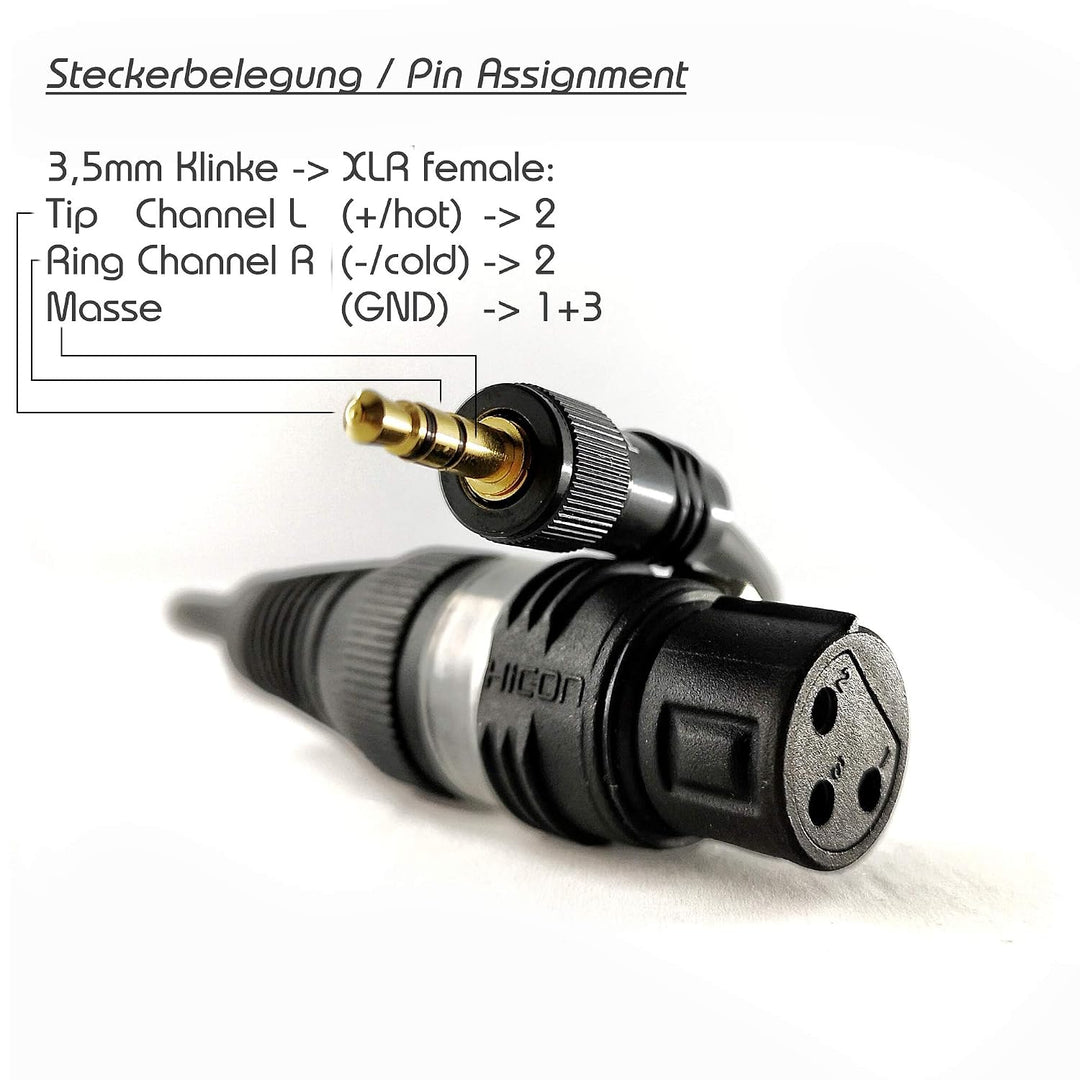Sommer Cable Mikrofonkabel 1,5m Adapter Miniklinke 3,5mm TRS auf XLR-Stecker weiblich Audioadapter f