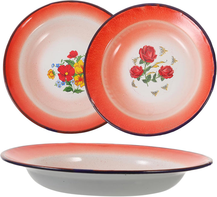 Alipis Vintage Emaille Obstschale Multifunktionale Emaille Geschirr Schale 6.30X6.30X2.36In Emaillie