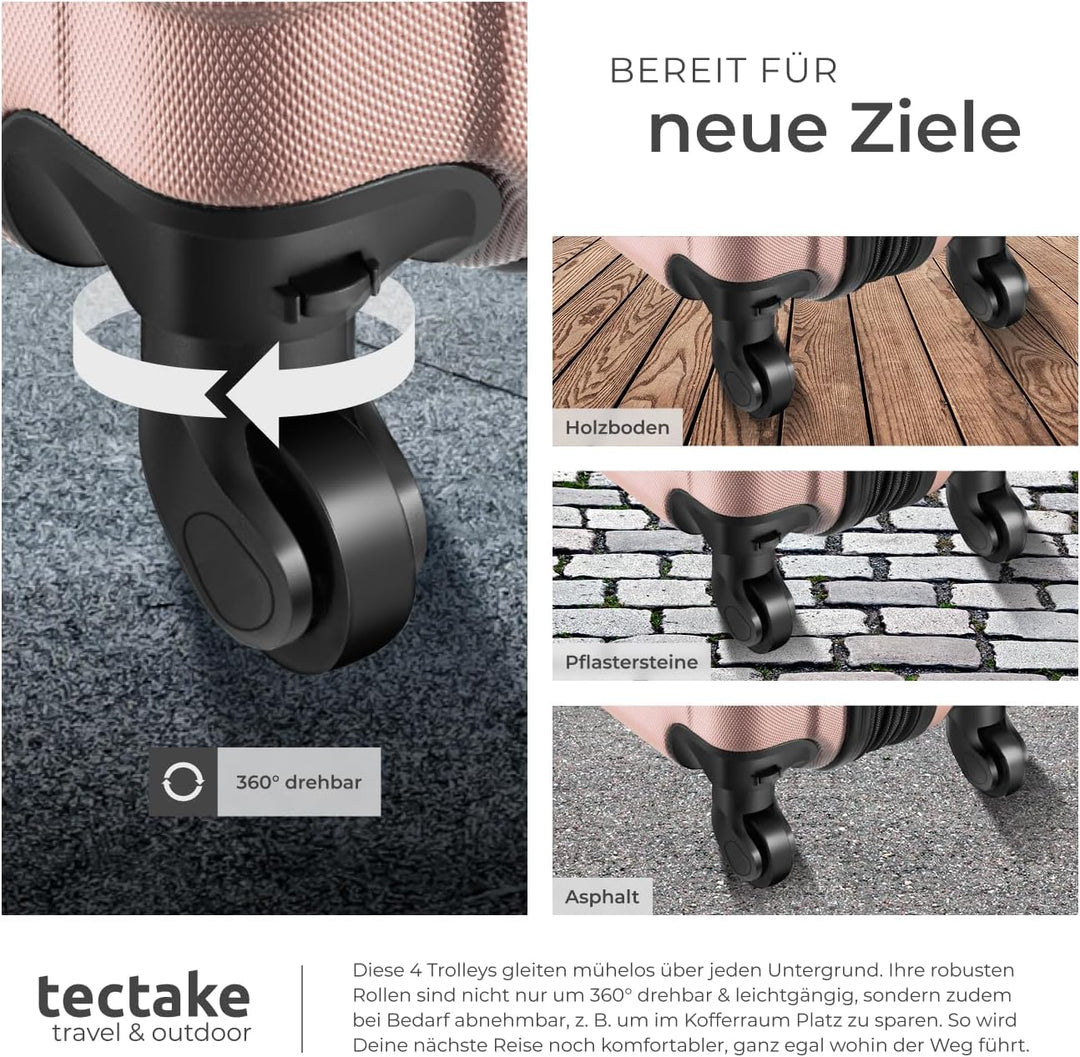 tectake®, 4tlg. Hartschalenkoffer Set, Reisekoffer Set mit Rollen, Hartschale aus ABS, Koffer Set mi