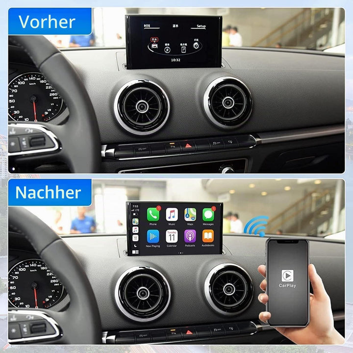 Ninetom Wireless CarPlay &amp; Android Auto Retrofit Kit Decoder für 2013–2018 Audi A3/S3, unterstützt M