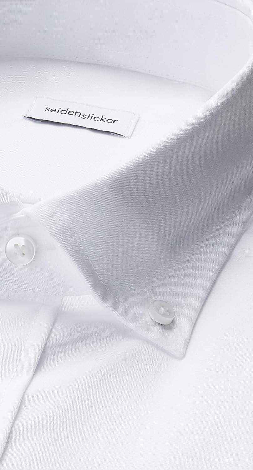 Seidensticker Herren Regular Bügelfrei Button-down Langarm Businesshemd 46 Weiss (White 000), 46 Wei