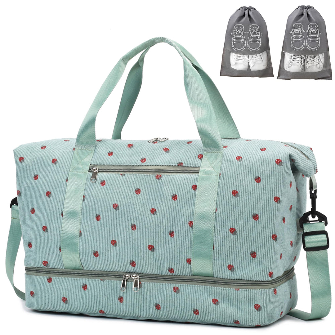 Sporttasche Reisetasche Damen, 40L Weekender Travel Duffle Bag mit 2 schuhbeuteln, Schuhfach & Nassf