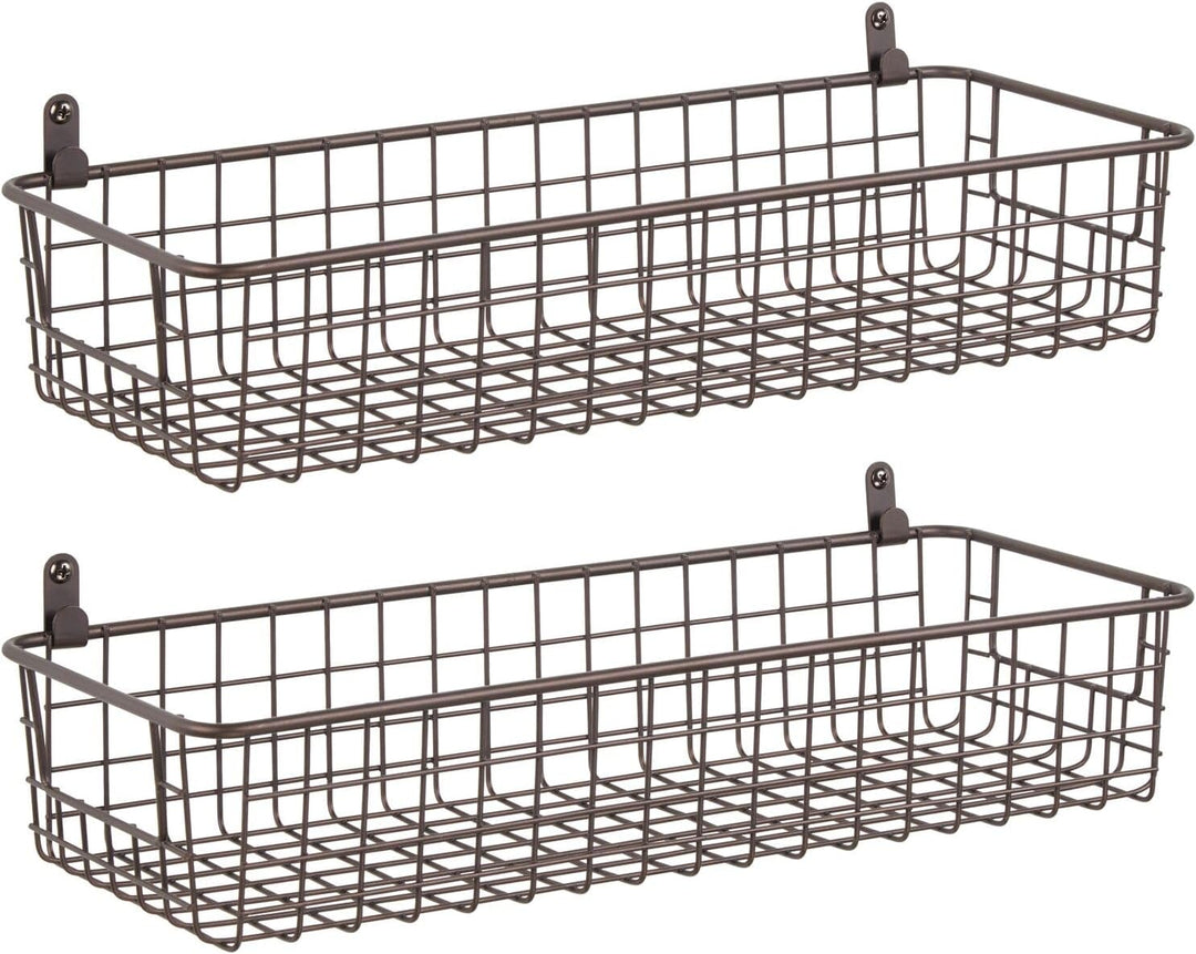 mDesign 2er-Set Wandregal aus Metall – kleiner Ablagekorb für Flur, Schlafzimmer und andere Räume –