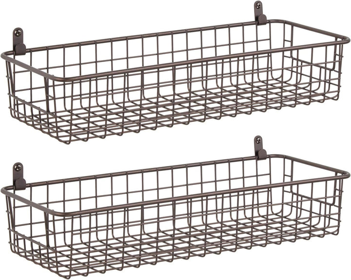 mDesign 2er-Set Wandregal aus Metall – kleiner Ablagekorb für Flur, Schlafzimmer und andere Räume –