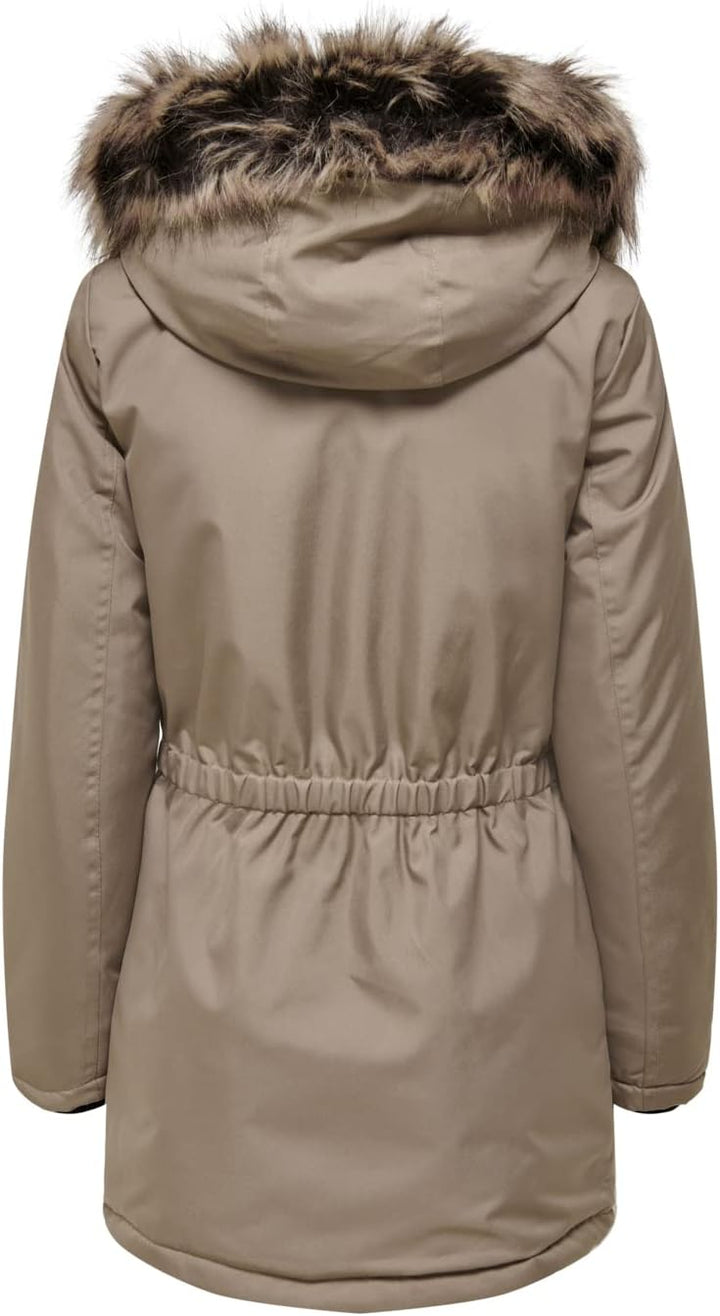 ONLY Damen ONLIRIS FUR Winter Parka CC OTW 15213755 S Beige, S Beige