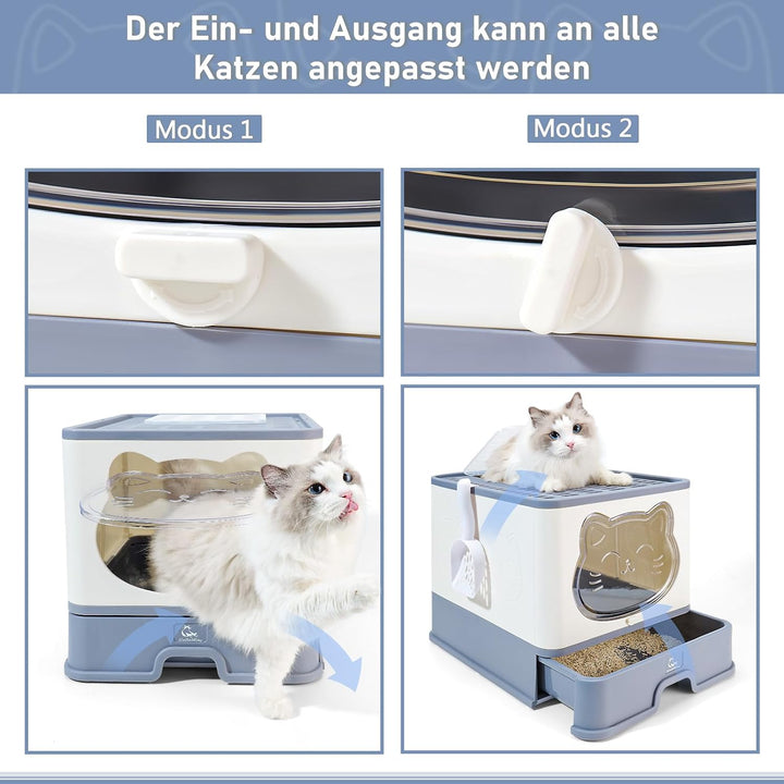Vollständig Geschlossene Geruchsfreie Indoor-Katzentoilette mit Dach/Deckel,Katzenklo in Gross,Cat L