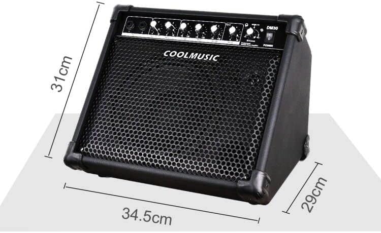 Coolmusic DM30 AMP 30 Watt Elektronischer Schlagzeugverstärker Keyboard-Verstärker mit Aux In und Bl