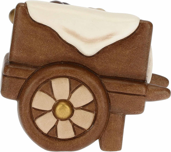 THUN - Bollerwagen mit Kastanien aus handdekorierter Keramik, Klassische Krippenlinie, Weihnachtsdek