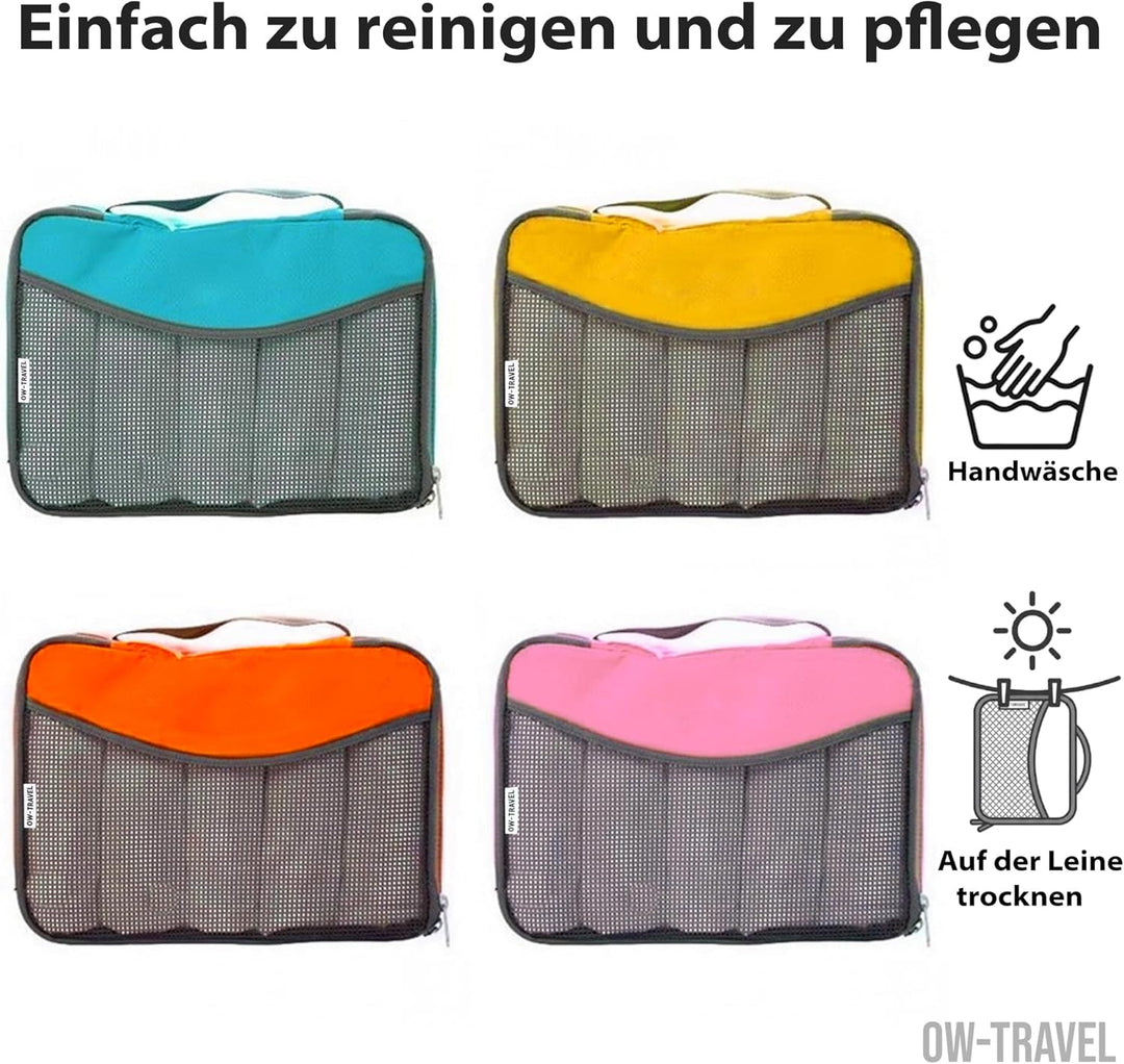 OW-Travel Koffer Organizer Set (4 Stück) Einfach zu Organisierende Packtaschen für Koffer. Packwürfe