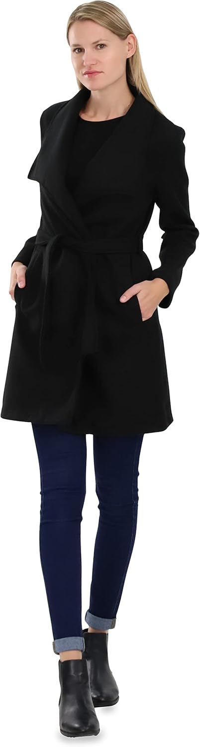 malito – Damen Trenchcoat einfarbig mit Gürtel & Taschen – klassischer Mantel für Herbst & Winter –