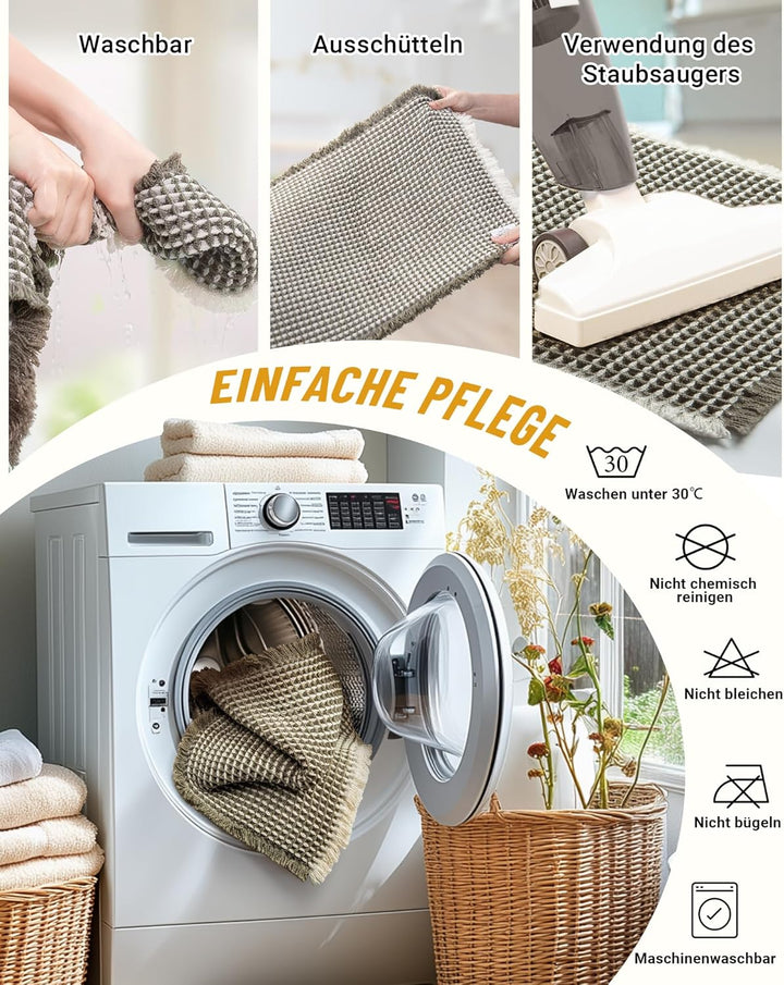 Grosses Badteppich Set, Badematte Grün, Badezimmerteppich Set 2 Teilig, Boho Bath Mat, Badezimmermat