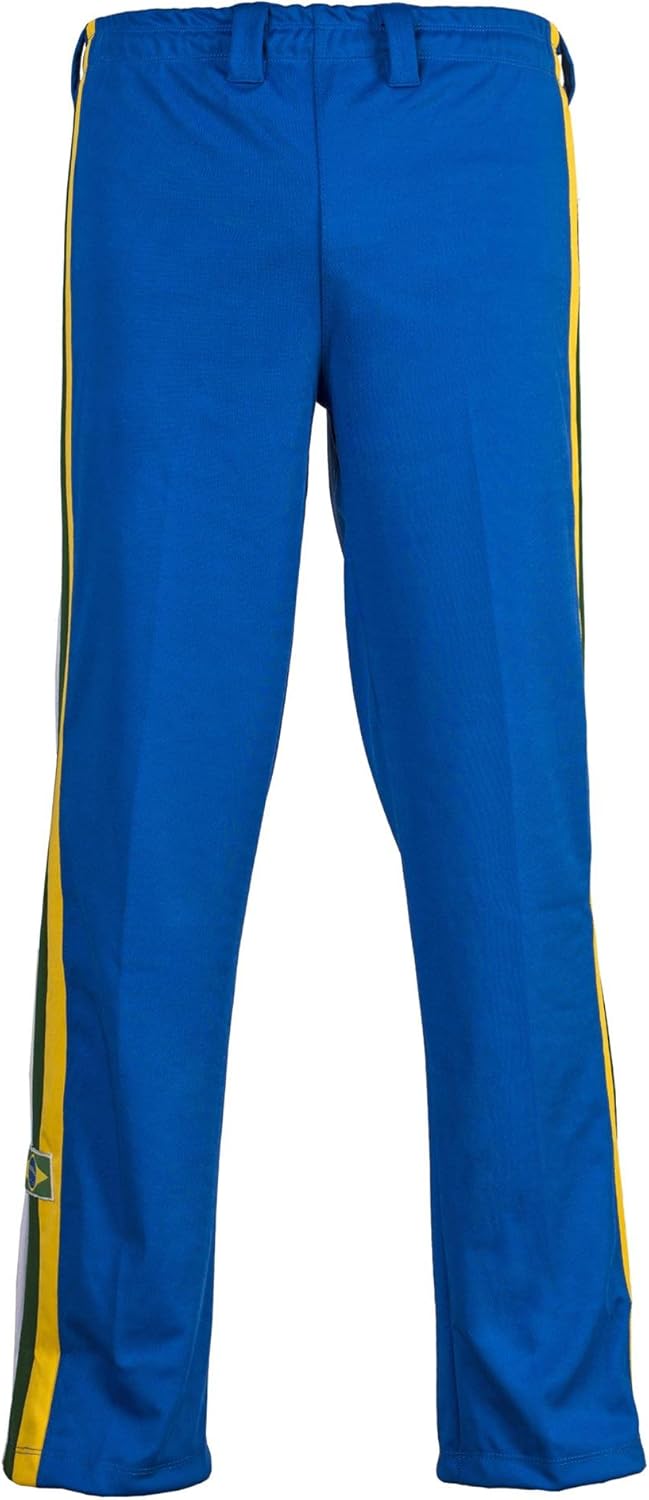 JL Sport Authentische Brasilianische Capoeira Kampfsport Unisex Hosen (Blau Mit Brasilien Nationalfa