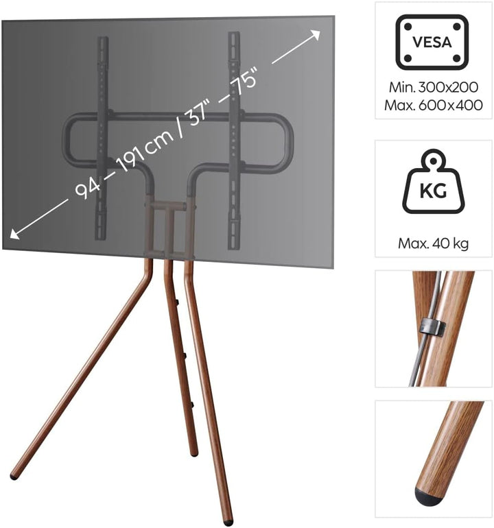 Hama TV-Ständer im Staffelei-Design (stabiles TV-Stativ für Fernseher 37"-75" / 94-191 cm, höhenvers