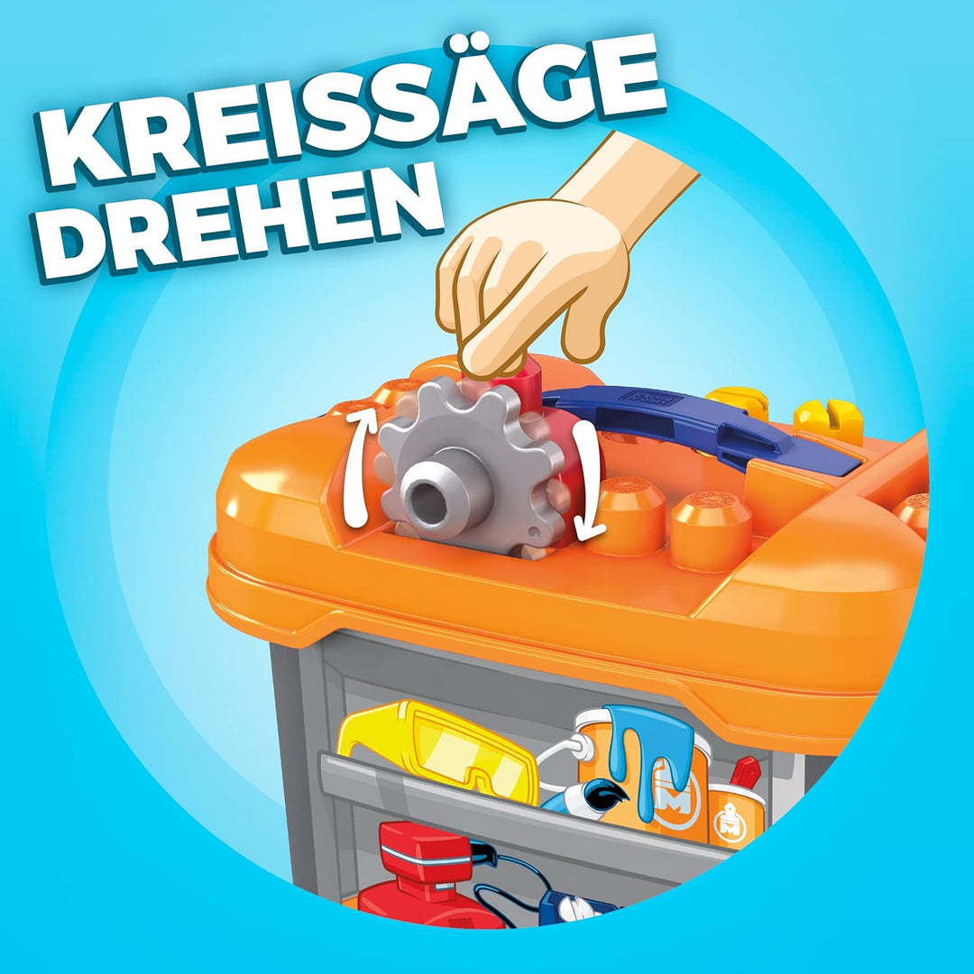 MEGA GNT92 - Bloks Werkbank mit 36 Teilen, Bausteineset, Konstruktionsspielzeug für Kleinkinder ab 2