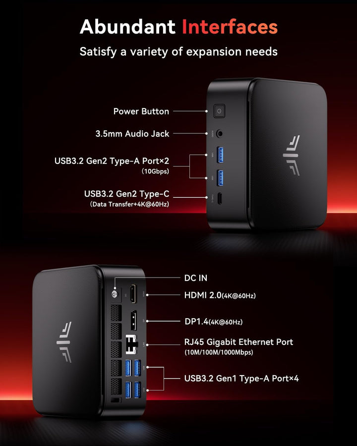 NiPoGi AM16 Mini PC ΑΜD Ryzen 5 PRO 5675U(Besser als 5560U/5600U,6C/12T, Max.4,3GHz),Mini Computer 3