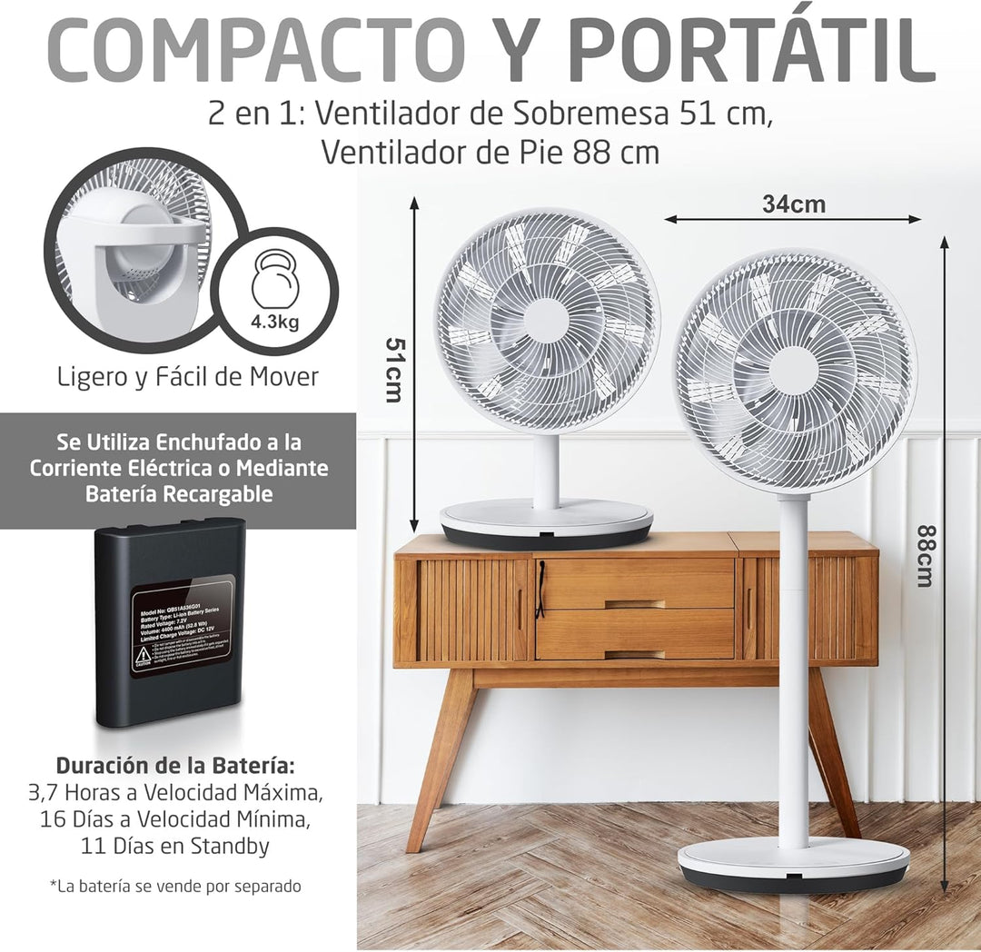 Amig - Tragbarer Ventilator GALAIR WIFI-01 Ultra Silence | Stand- oder Tischventilator | Sehr leise
