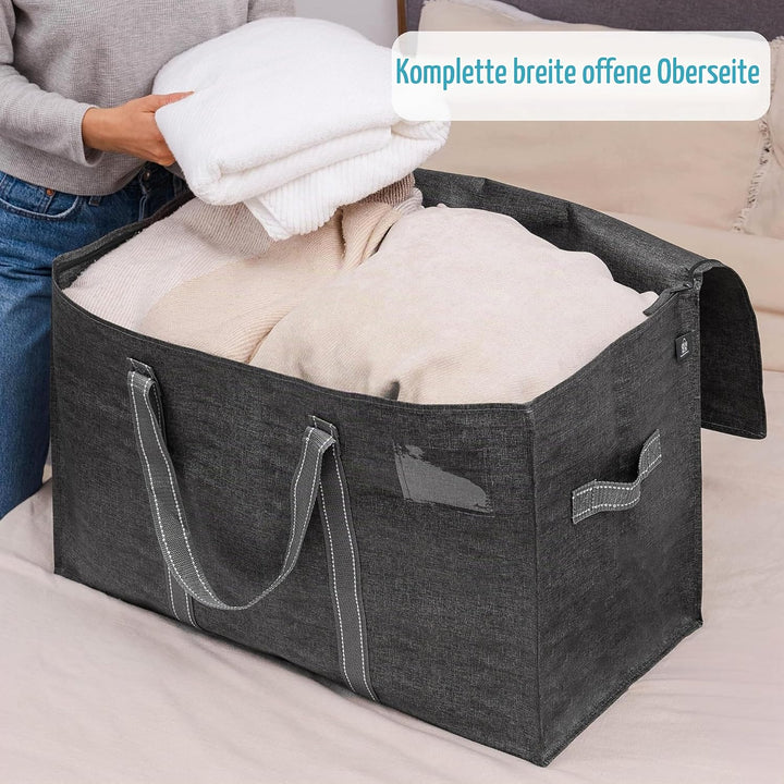 VENO 102 Liter Grosse Aufbewahrungstasche, Aufbewahrungsbox mit Deckel, Starke Griffe Umzugstaschen