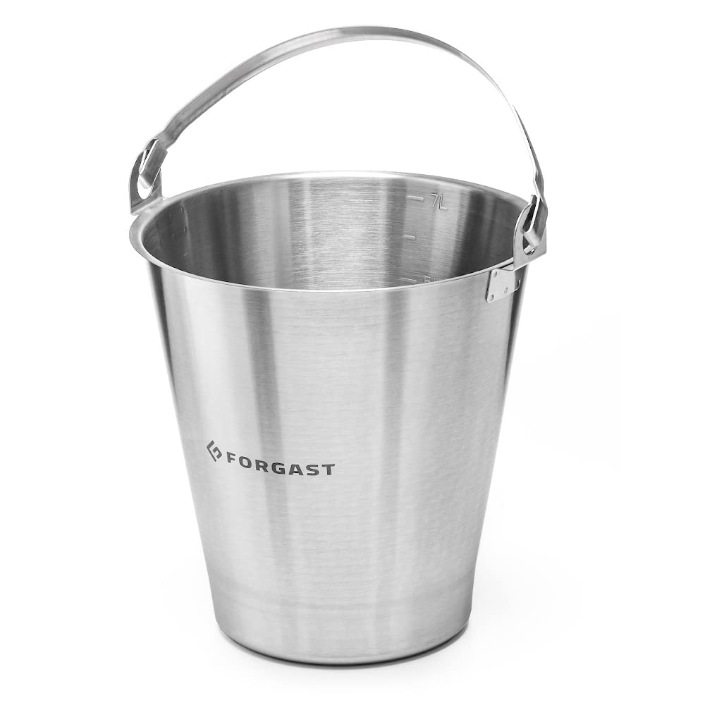 Forgast Eimer aus Edelstahl | 7L Liter | Kücheneimer | Milcheimer | Edelstahleimer | Futtereimer | S