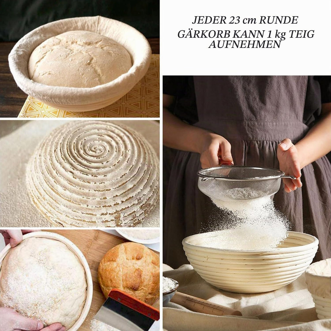 Brotgärkörbe, Banneton-Korb, Sauerteig-Gärkörbe, Gärkörbe mit Einlagen, für professionelle und priva