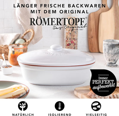 Römertopf Ovaler Brottopf aus natürlicher Keramik, ideal für die Aufbewahrung von Brot und Gebäck 30