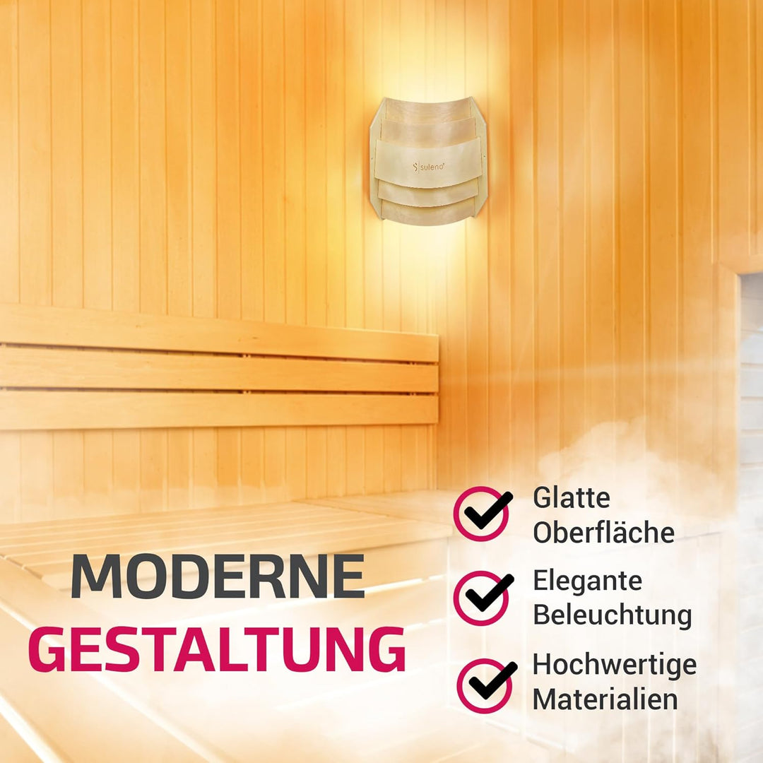 SULENO Saunalampe BELLA ECK Saunaleuchte mit Blendschirm und Fassung | hitzebeständige Saunalampe mi