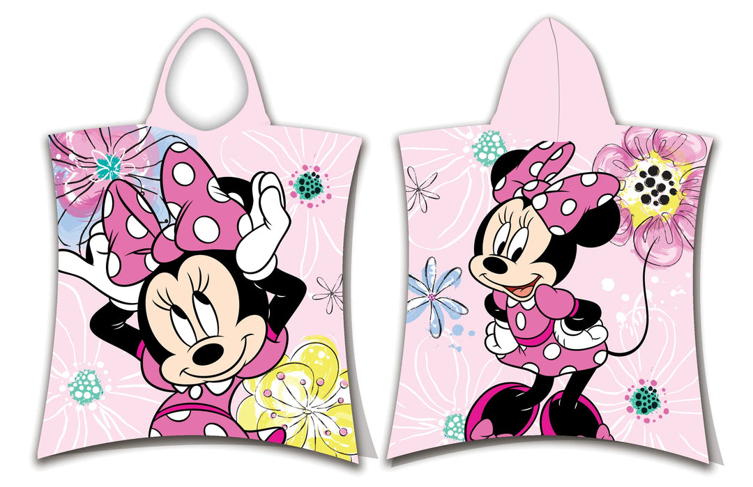Disney Bade Poncho Pink Bow Minnie Maus im pinken Kleid mit Kapuze für Kinder 50 x 115 cm 100% Baumw
