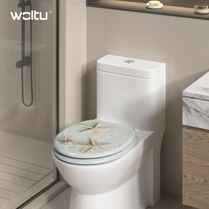 WOLTU #2 Premium WC-Sitz Toilettensitz mit Absenkautomatik, MDF Holzkern, Softclose Scharnier, Antib