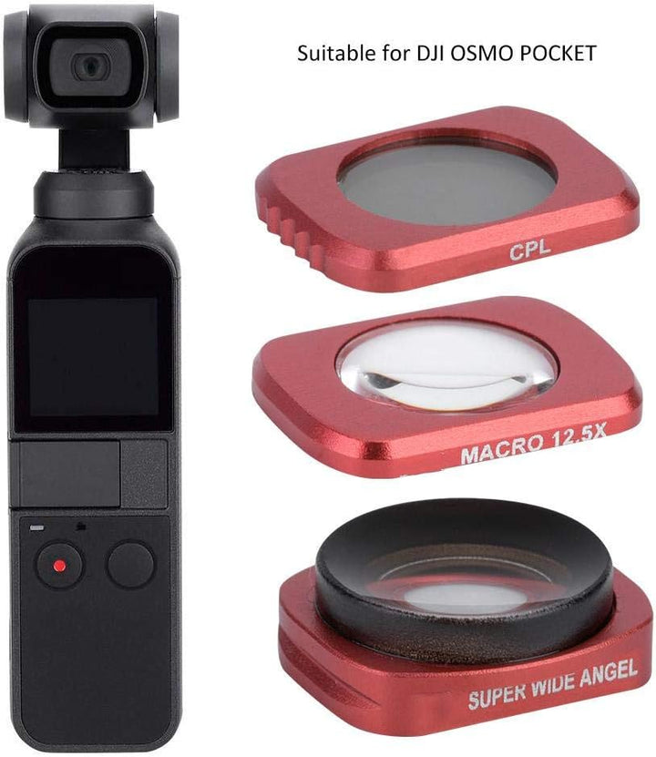3 Stück Kamera CR Weitwinkel + 12.5X Makro + CPL Objektiv Filter Kit Set für DJI OSMO Pocket Gimbal