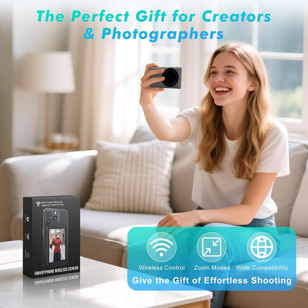 Selfie Monitor für iPhone & Android, 4" Magnetischer Handy Selfie Kameramonitor, Integrierter Lautsp