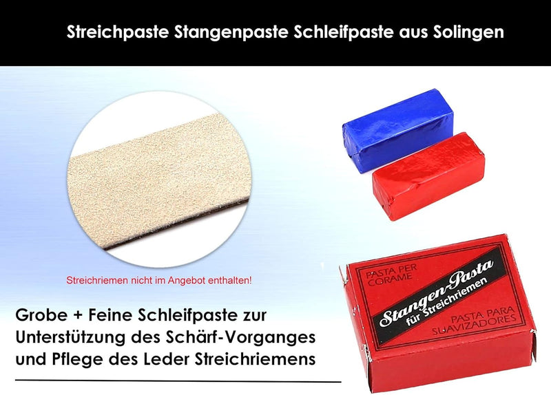 Set Rasiermesser Hohlschliff + Holzgriff mit Schleif-Paste aus Solingen 2-Teilig