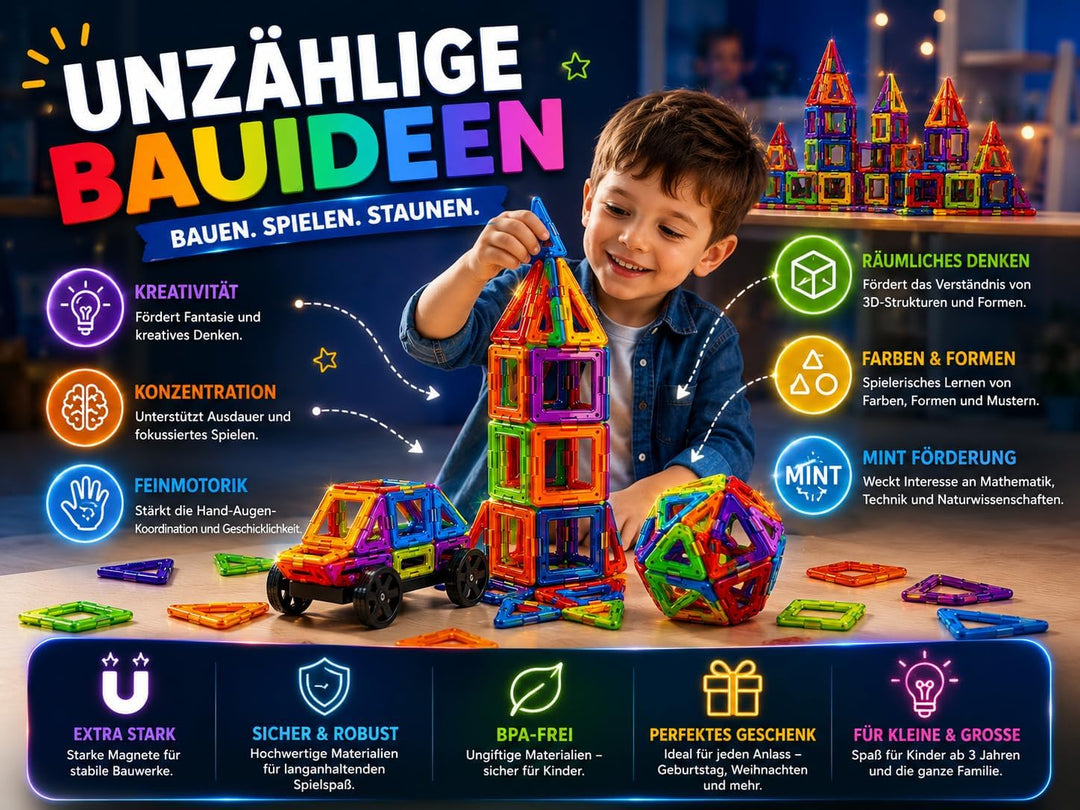 Magnetische Bausteine 101 Teile, Magnetspielzeug Magneten Kinder Magnetbausteine Magnet Spielzeug Ma