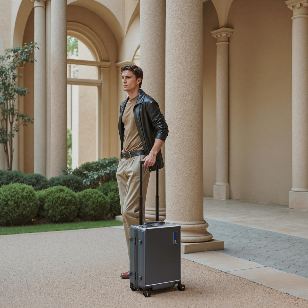 LEVEL8 Koffer, Reisekoffer Aluminium Rahmen, Handgepäck Koffer Cabin Trolley Hartschalen Spinner Mit