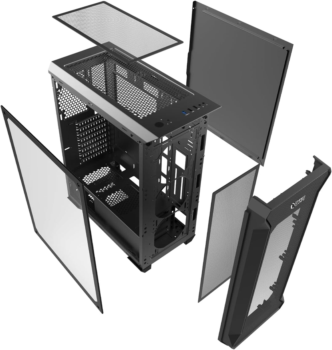 EMPIRE GAMING – Darkwitcher - PC Gehäuse Gamer - ARGB Mittelgrosser Gehäuseturm ATX – Fassade aus Me