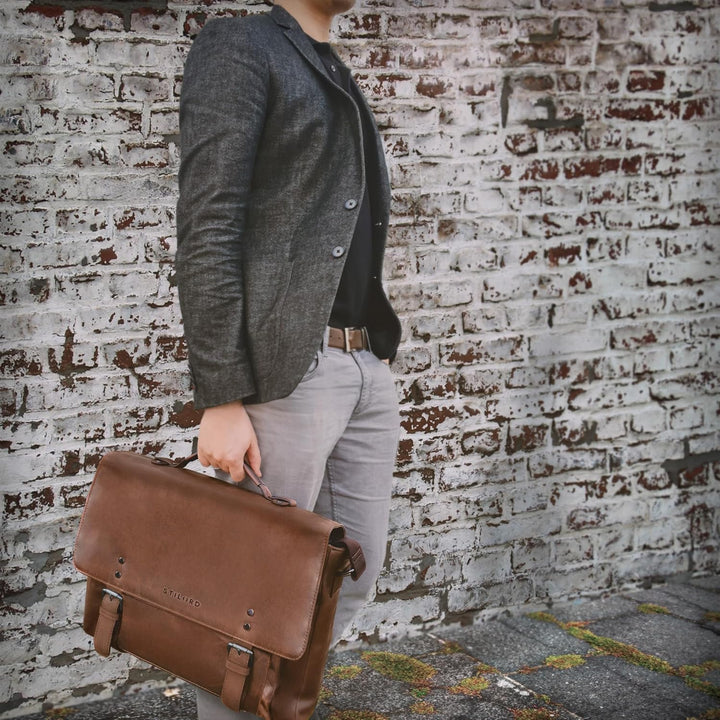 STILORD 'Alfred' Vintage Leder Aktentasche aufsteckbar XL gross Laptoptasche 17 Zoll Lehrertasche Do