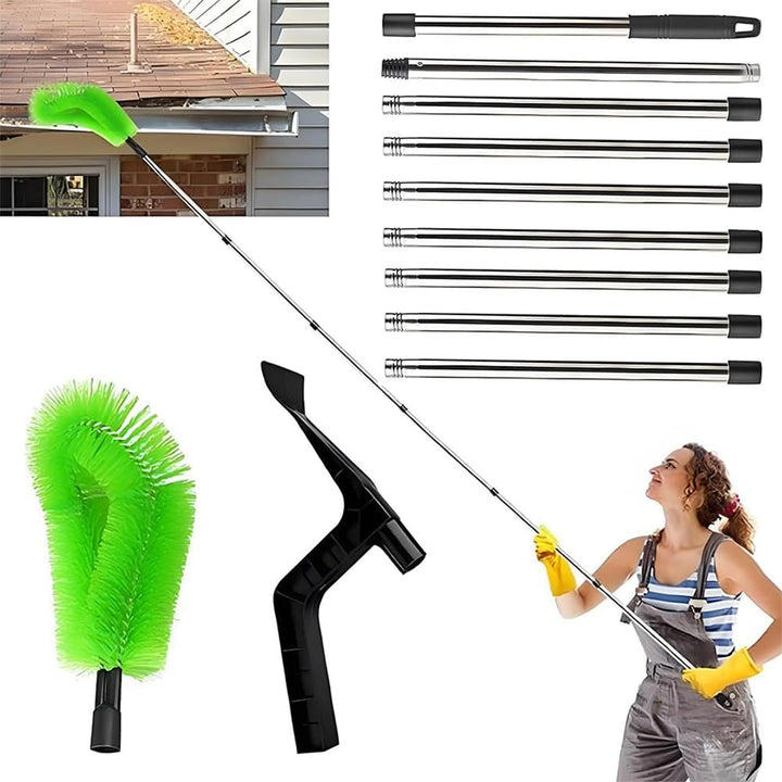 390cm Dachrinnenreiniger Dachrinnenbürste und Reinigungslöffel Schaufel 2 in 1, Dachrinnenreinigungs