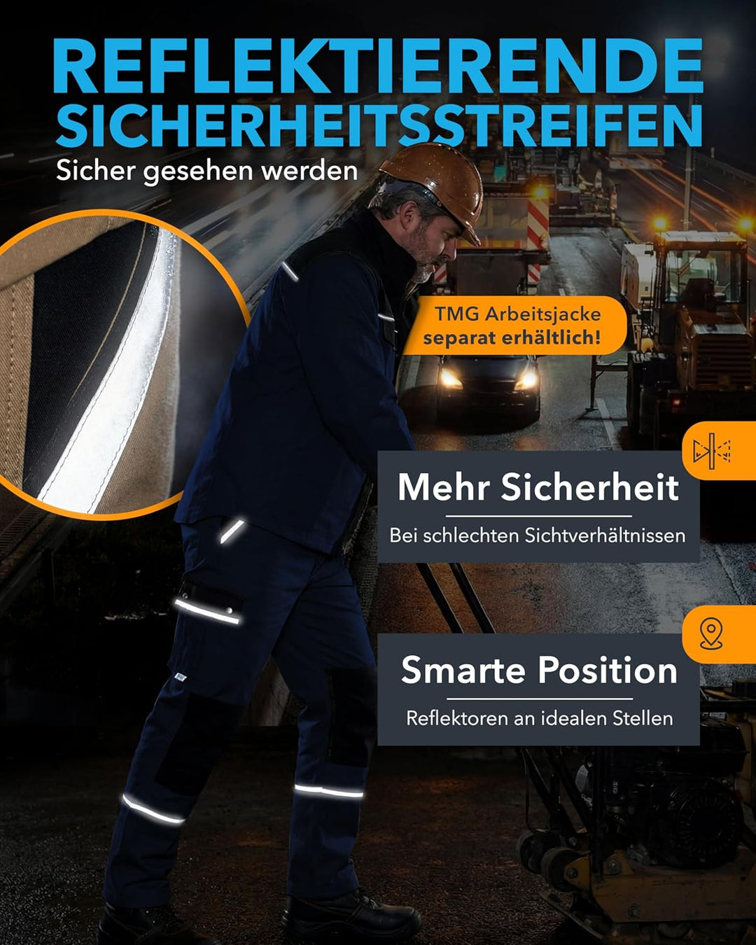 TMG® | Arbeitshose für Herren, Lange Arbeitshose mit Kniepolstertaschen, viel Stauraum, Männer Arbei