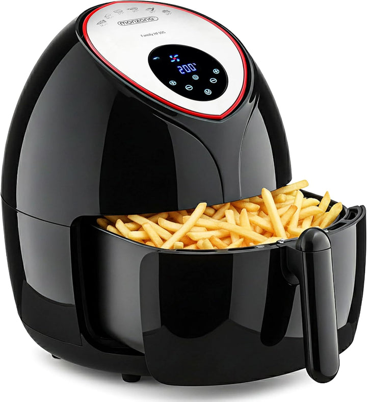 Monzana Heissluftfritteuse 6,5 L XXL Digitales LED Touch-Display Timer Temperatureinstellung mit Rez