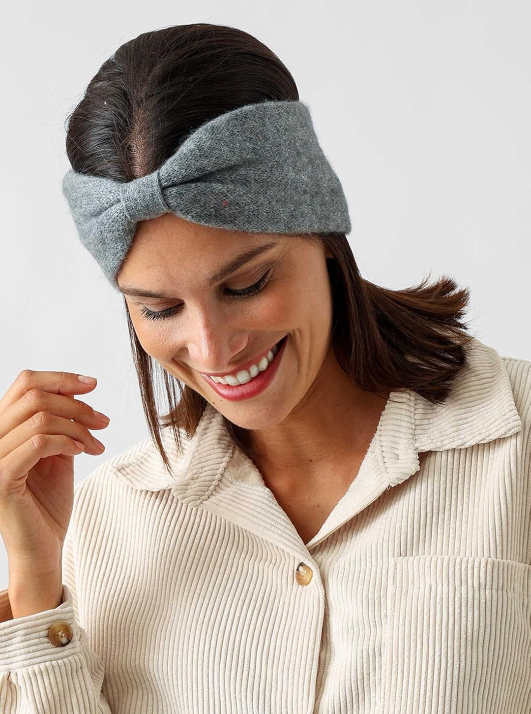 Zwillingsherz Stirnband aus 100% Kaschmir - Hochwertiges Kopfband im Uni Design für Damen Frauen Mäd