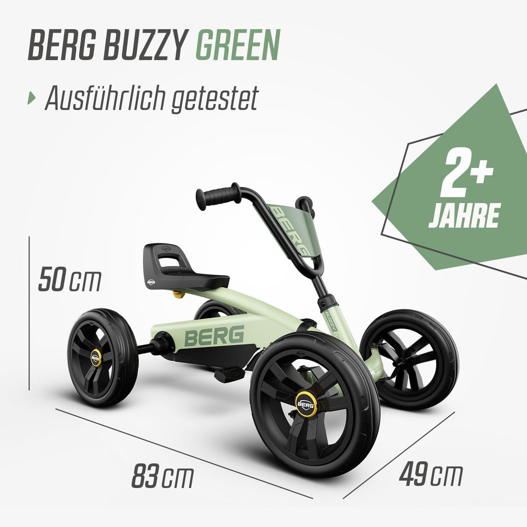 BERG Buzzy Grün Go-Kart für Kinder ab 2 Jahren, grünes Tretfahrzeug Kettcar, Kindergokart Tretauto m