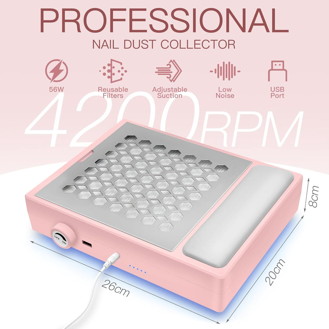 Madenia Professionell Staubabsaugung für Nägel - 56W Leistungsstark Nagelstaubsauger mit 2 Filters u
