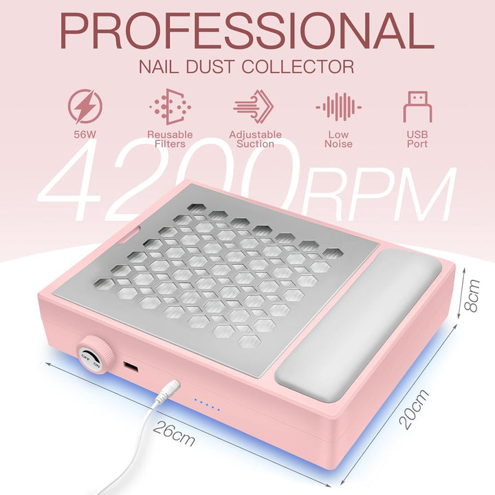 Madenia Professionell Staubabsaugung für Nägel - 56W Leistungsstark Nagelstaubsauger mit 2 Filters u
