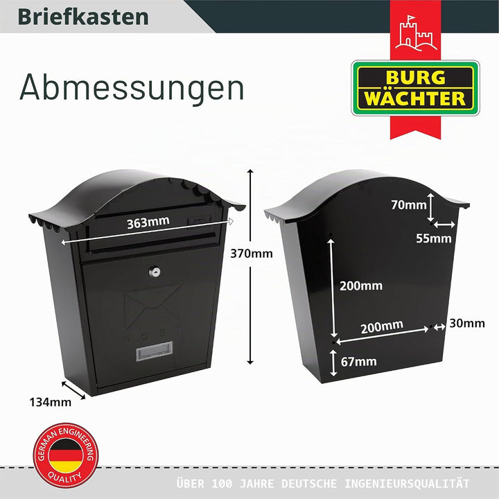 Sterling MB01BK Klassischer Briefkasten, schwarz, Schwarz