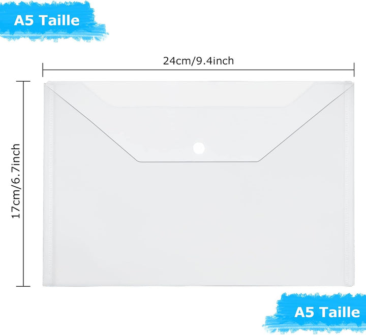 GOYADA 40 Stück Dokumententasche A5 Transparent, Dokumententasche Transparent A5 aus Polypropylen, D