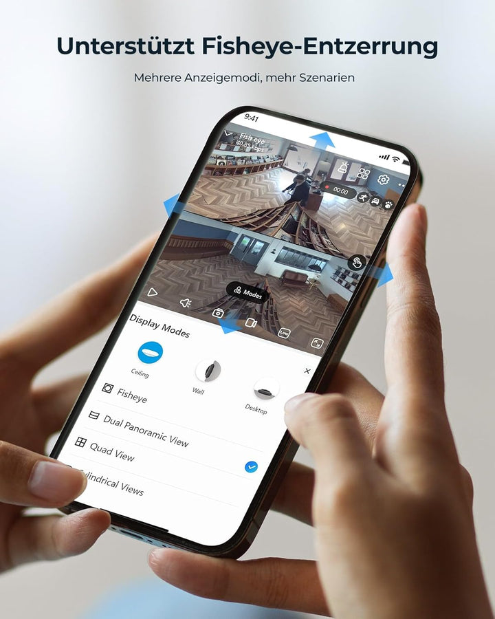 Reolink 6MP PoE IP Fisheye Kamera mit 360° Blick, Smarte Personenerkennung, 2-Wege Audio, Decken-/Wa